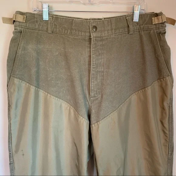 SOLD!  Columbia Brush Pants Mens 40 x 32 Green Tan Outdoor Hunting Field Work - Picture 2 of 13